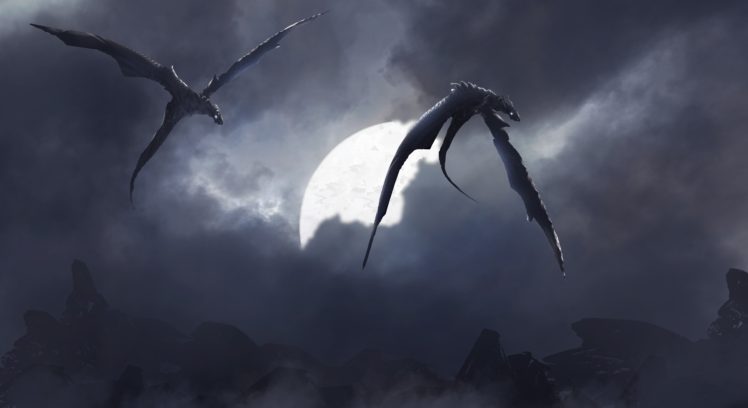 dragon, Night, Fantasy art HD Wallpaper Desktop Background