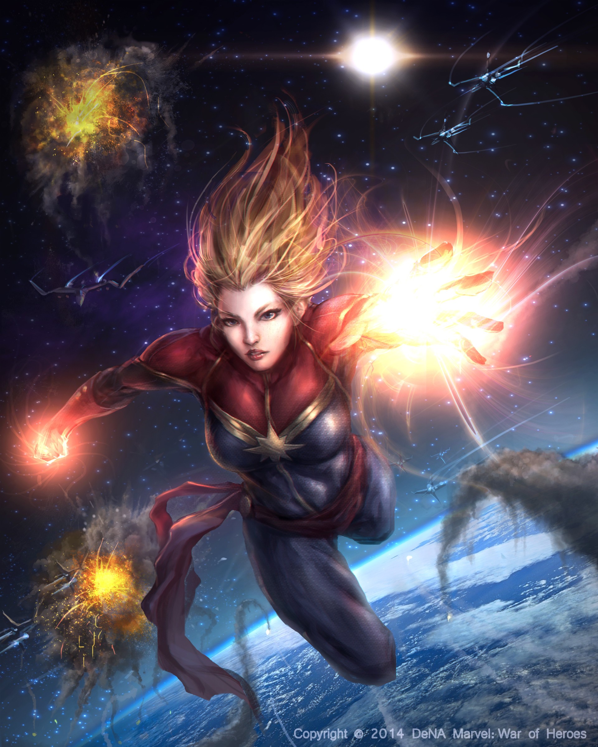 Captain Marvel, Fantasy art Wallpaper