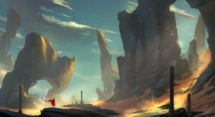 desert, Fantasy art, Landscape, Artwork, Journey (game) HD Wallpaper Desktop Background