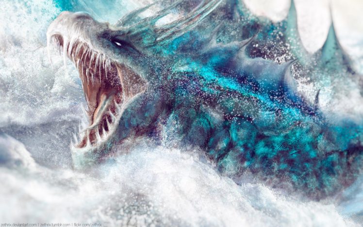artwork, Abyssal, Dragon, Water HD Wallpaper Desktop Background