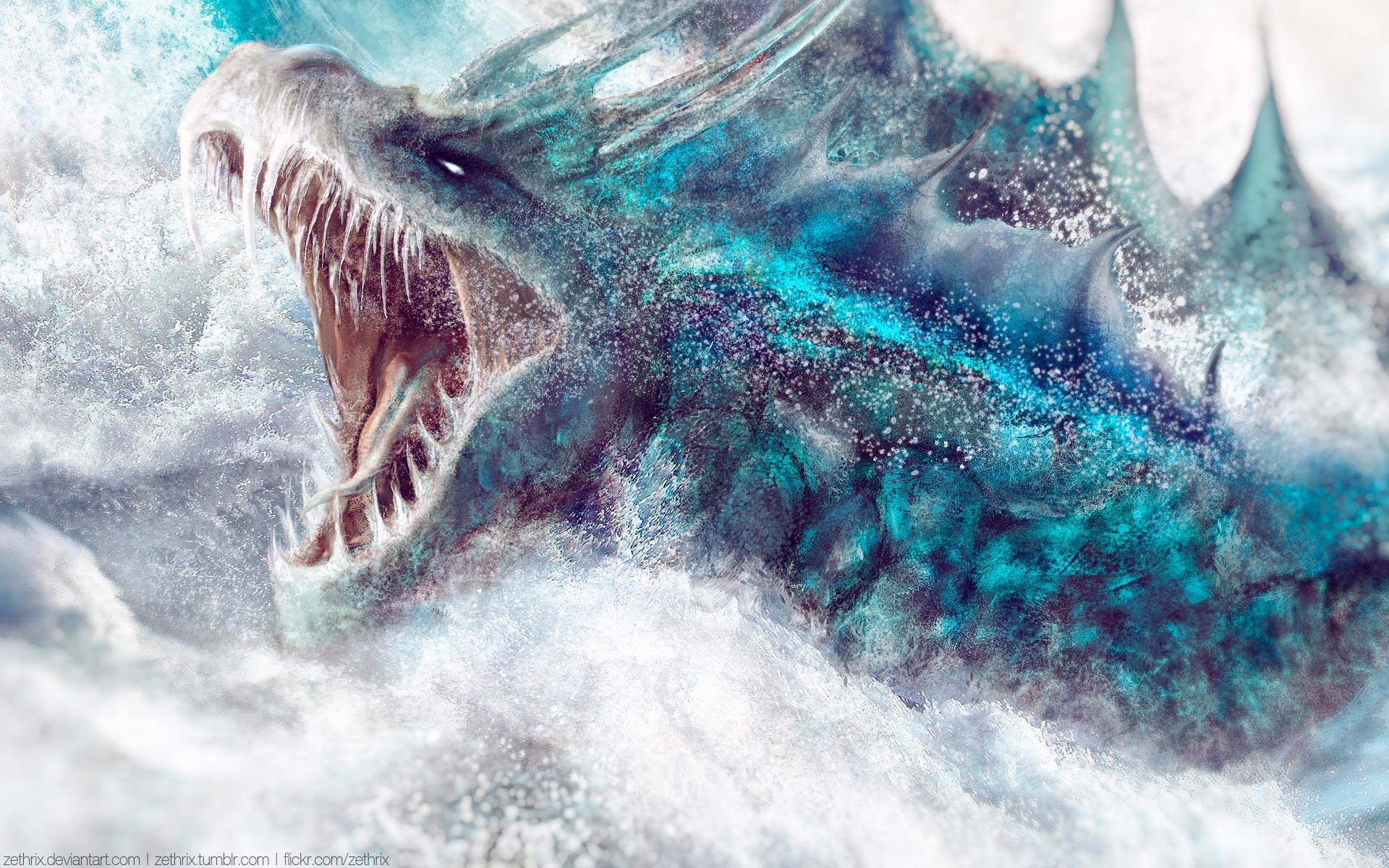 artwork, Abyssal, Dragon, Water Wallpaper