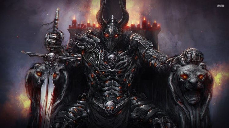 warrior, Digital art, Armor, Throne, Sword, Dragons HD Wallpaper Desktop Background