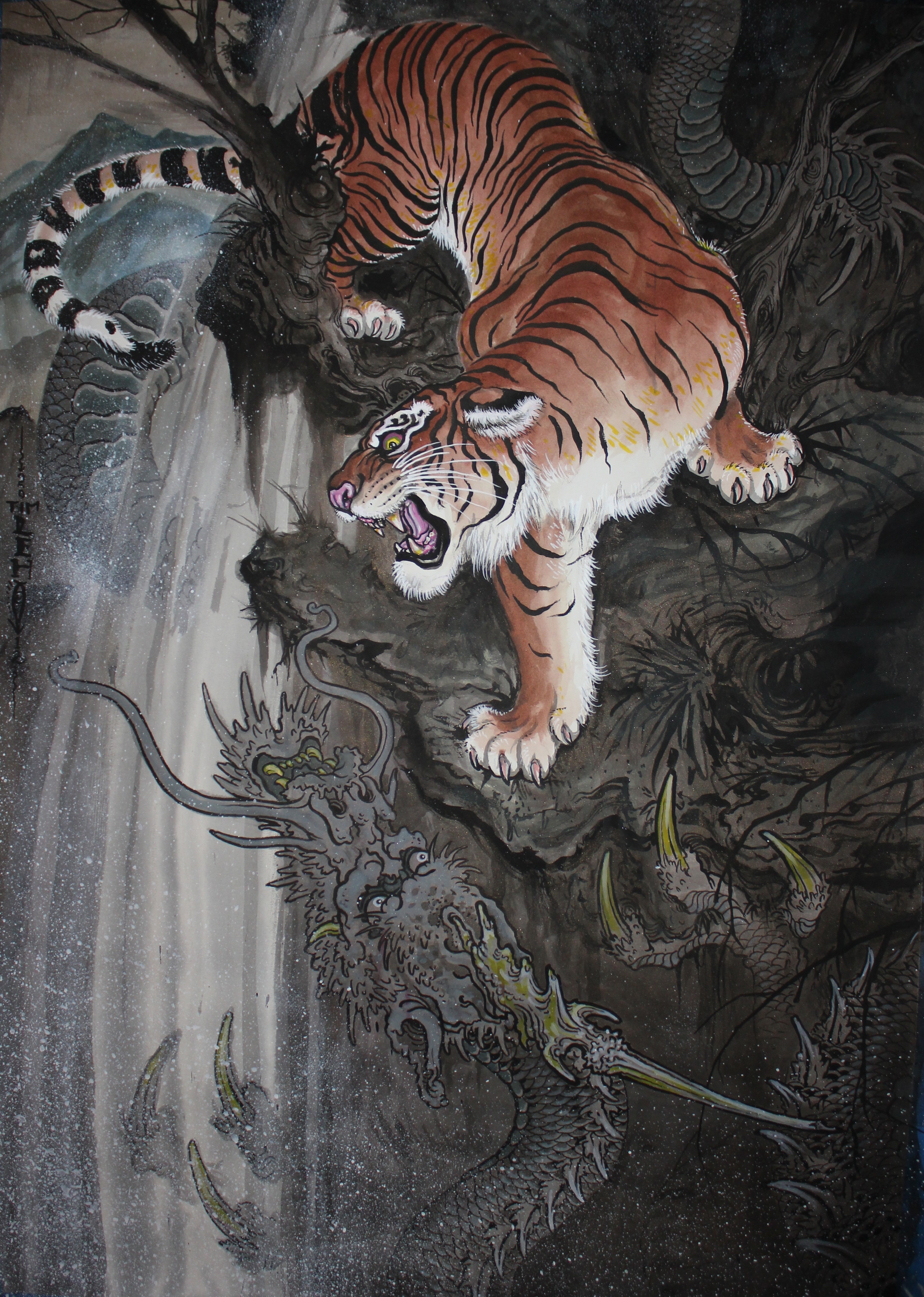 tiger, Dragon, Tim lehi, Tattoo Wallpaper