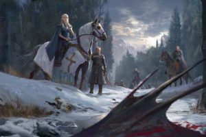 warrior, Daenerys Targaryen, Jorah Mormont, Dragon, Game of Thrones