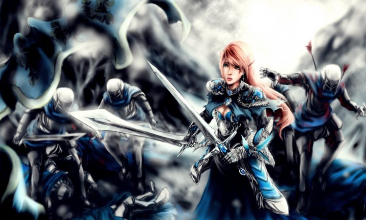 warrior, Green eyes, Fantasy art, Sword, Fantasy girl HD Wallpaper Desktop Background