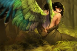 fantasy art, Wings, Fantasy girl