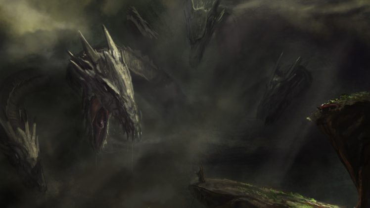 fantasy art, Dragon, Creature, Hydra HD Wallpaper Desktop Background