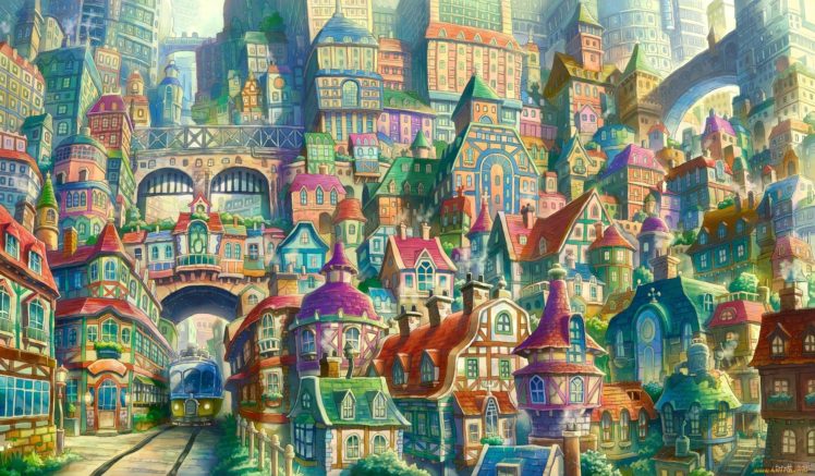fantasy art, Fantasy city HD Wallpaper Desktop Background