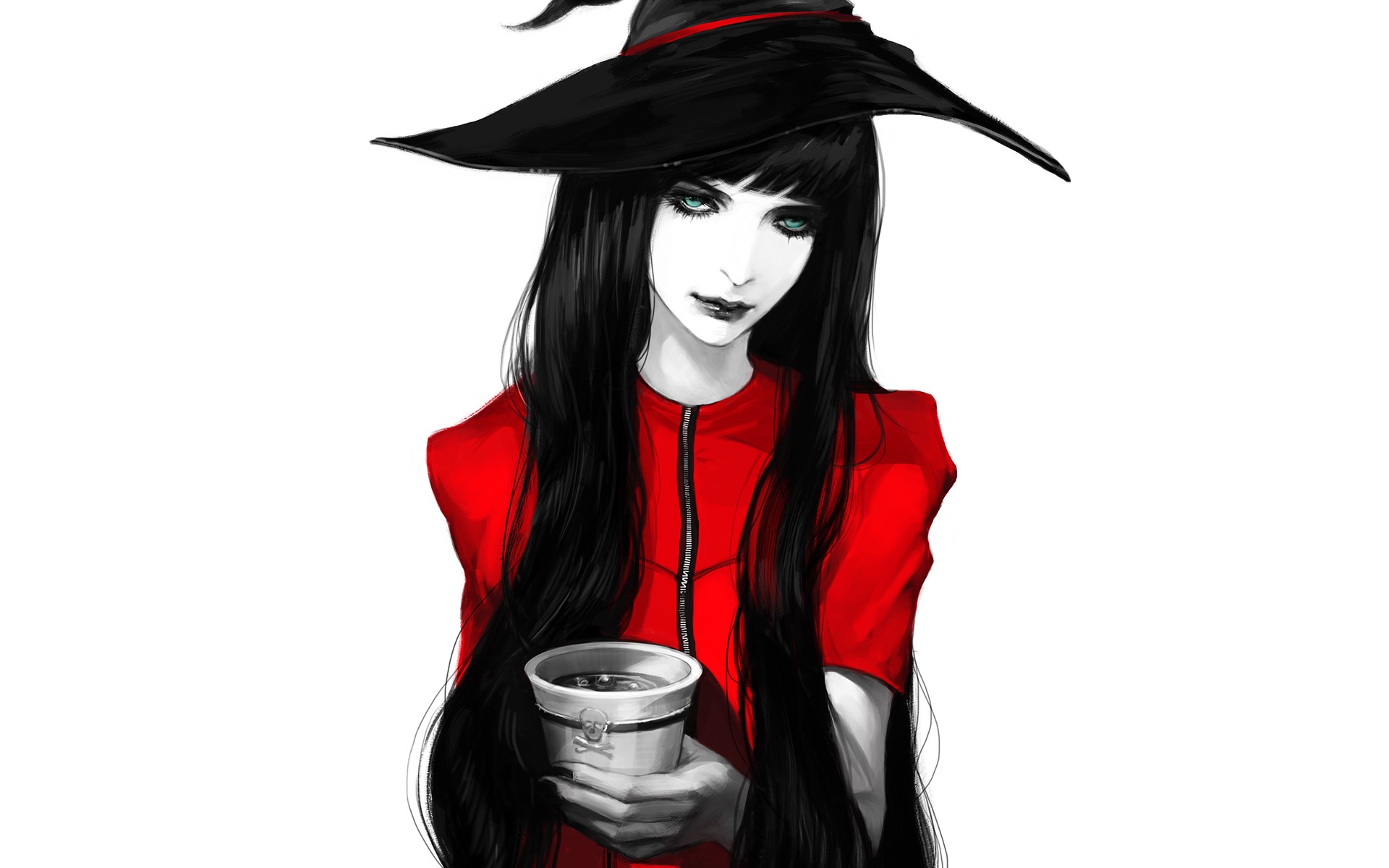 witch, Fantasy girl, Fantasy art, Black and red Wallpaper