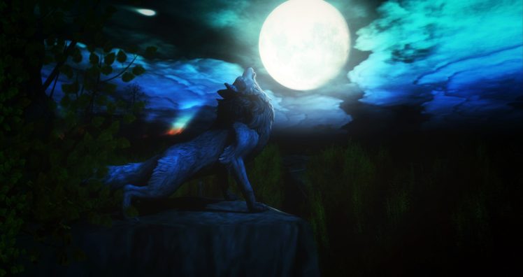 fantasy art, Moon, Creature, Artwork HD Wallpaper Desktop Background