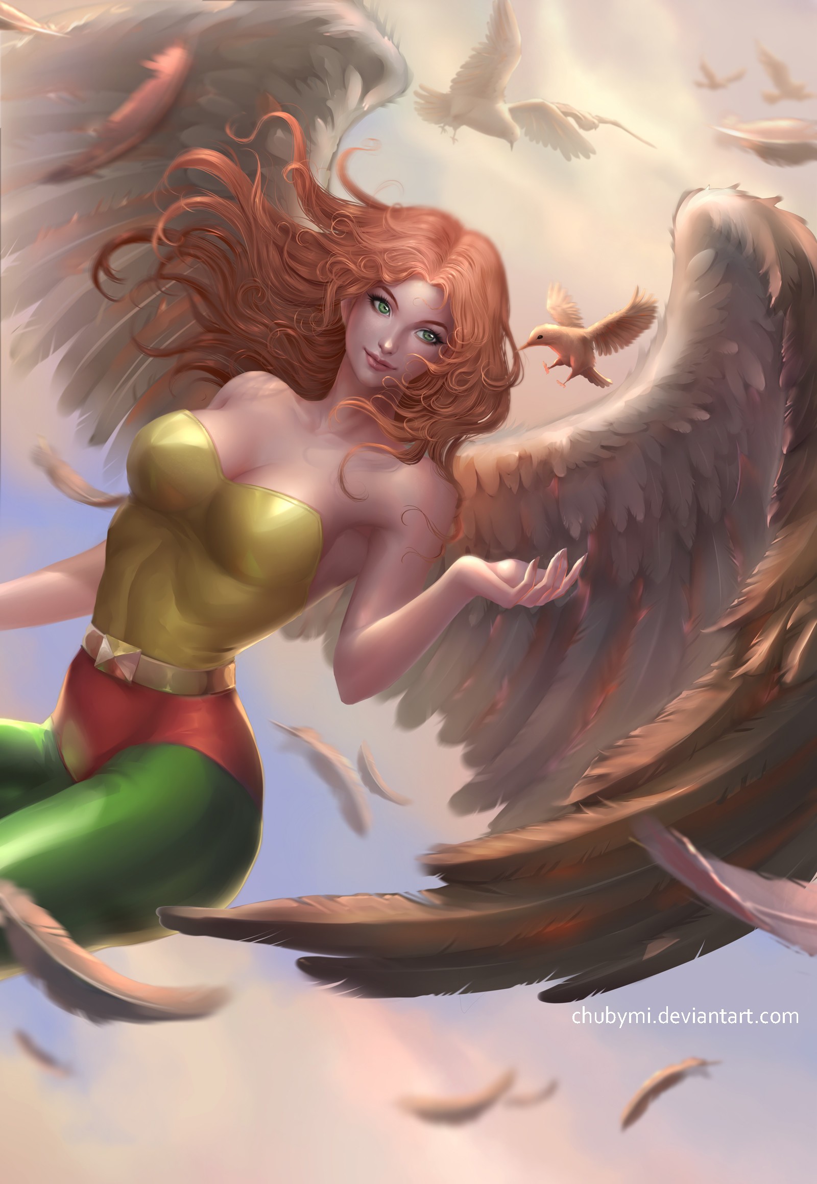 fantasy art, Angel, Hawkgirl Wallpaper
