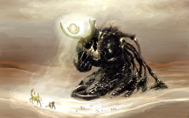 creature, Giant, Fantasy art, Demon, Desert HD Wallpaper Desktop Background