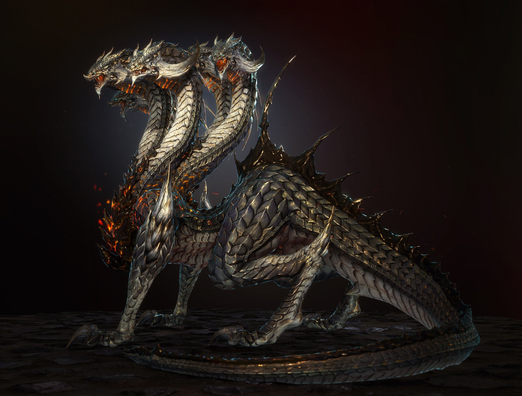 hydra, Dragon, Digital art, Fantasy art, Final Fantasy XIV: A Realm Reborn Wallpaper