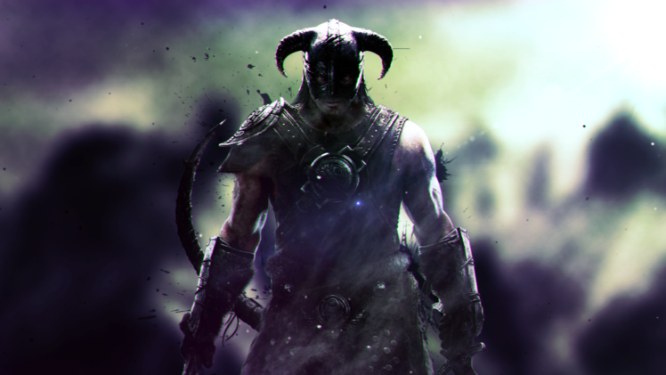 warrior, Dovakhiin, The Elder Scrolls V: Skyrim, Mountains, Lens flare, Dragonborn HD Wallpaper Desktop Background