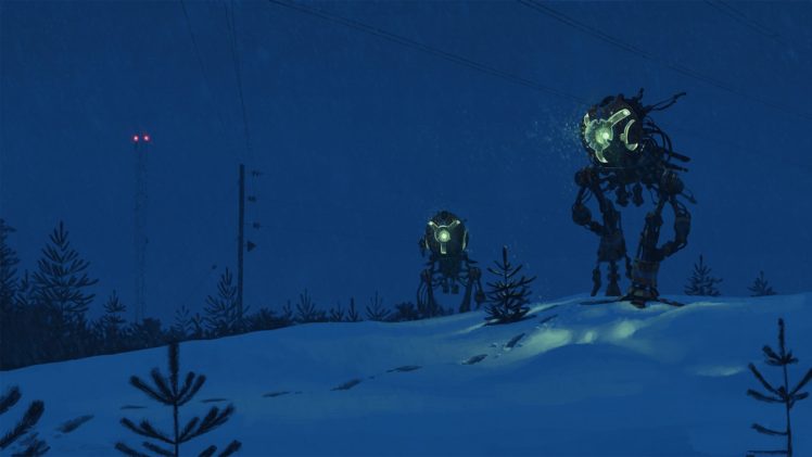 Simon Stålenhag, Fantasy art, Snow HD Wallpaper Desktop Background