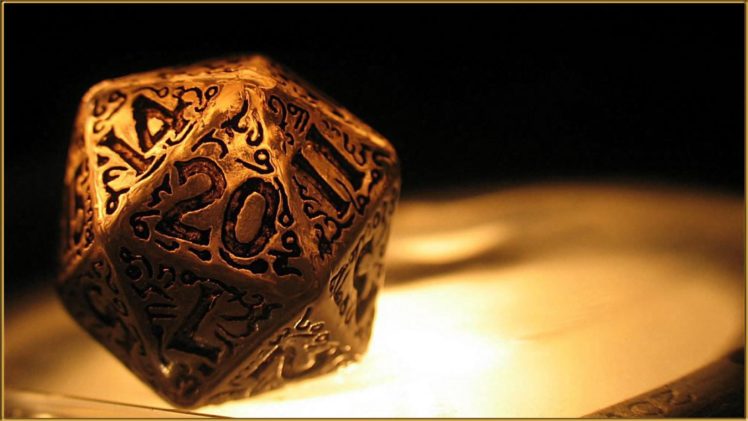 closeup, D20, Gold, Dungeons and Dragons, Dice, Numbers HD Wallpaper Desktop Background