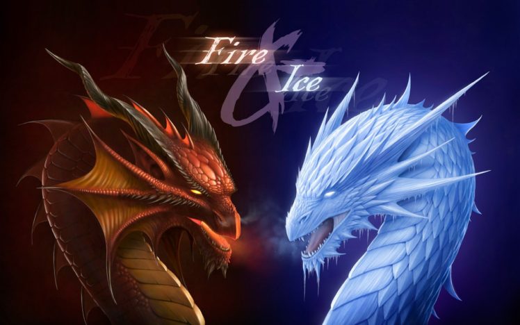 artwork, Dragon, Fire, Ice HD Wallpaper Desktop Background