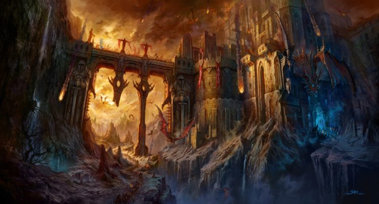 dragon, City, Fire HD Wallpaper Desktop Background