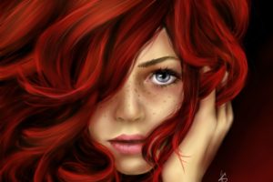 artwork, Women, Redhead