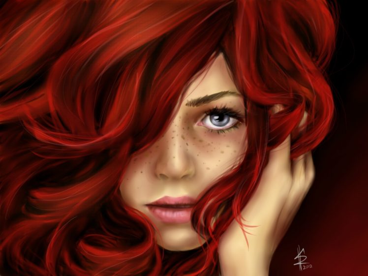 artwork, Women, Redhead HD Wallpaper Desktop Background