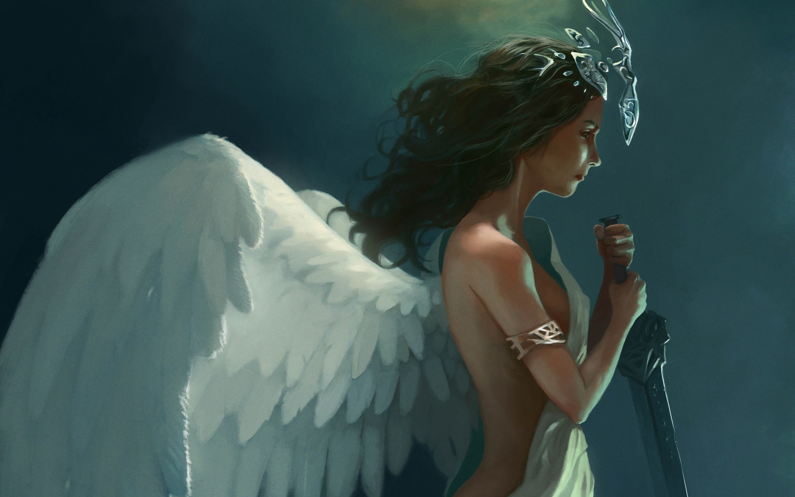 sword, Wings, Women, Artwork, Angel, Angel wings Wallpaper