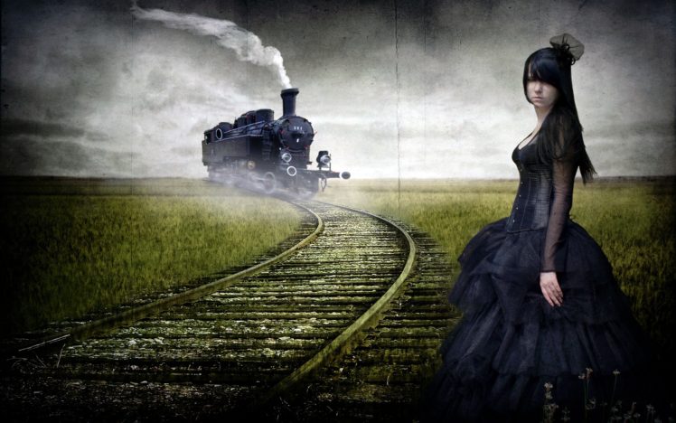 women, Steam locomotive, Railway, Gothic HD Wallpaper Desktop Background