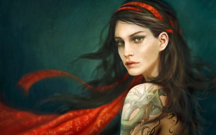 women, Artwork, Tattoo, Portrait HD Wallpaper Desktop Background