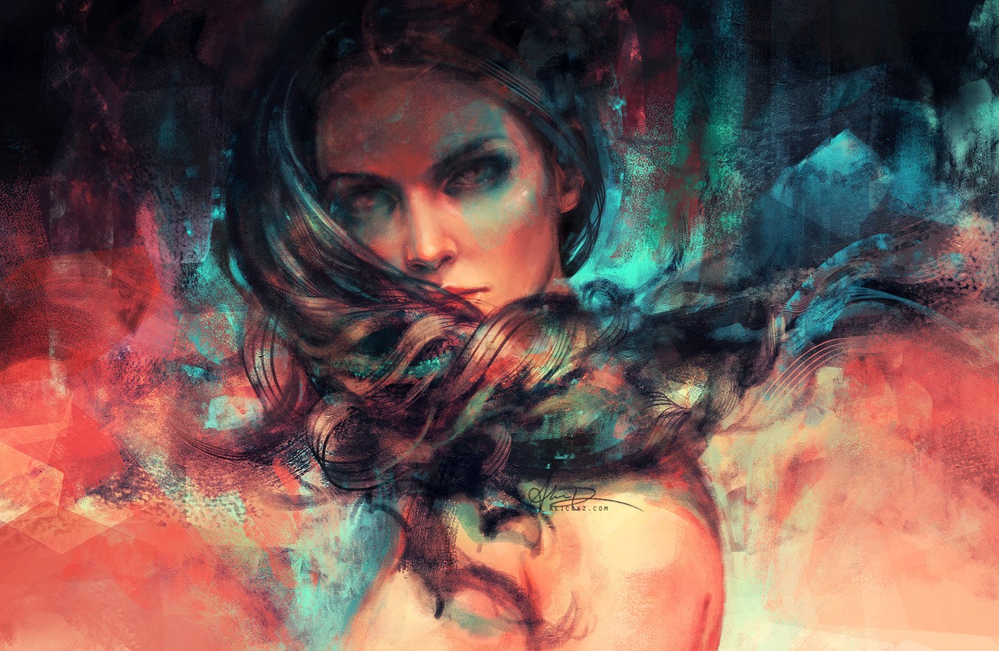 alicexz, Women, Painting, Long hair, Artwork Wallpaper