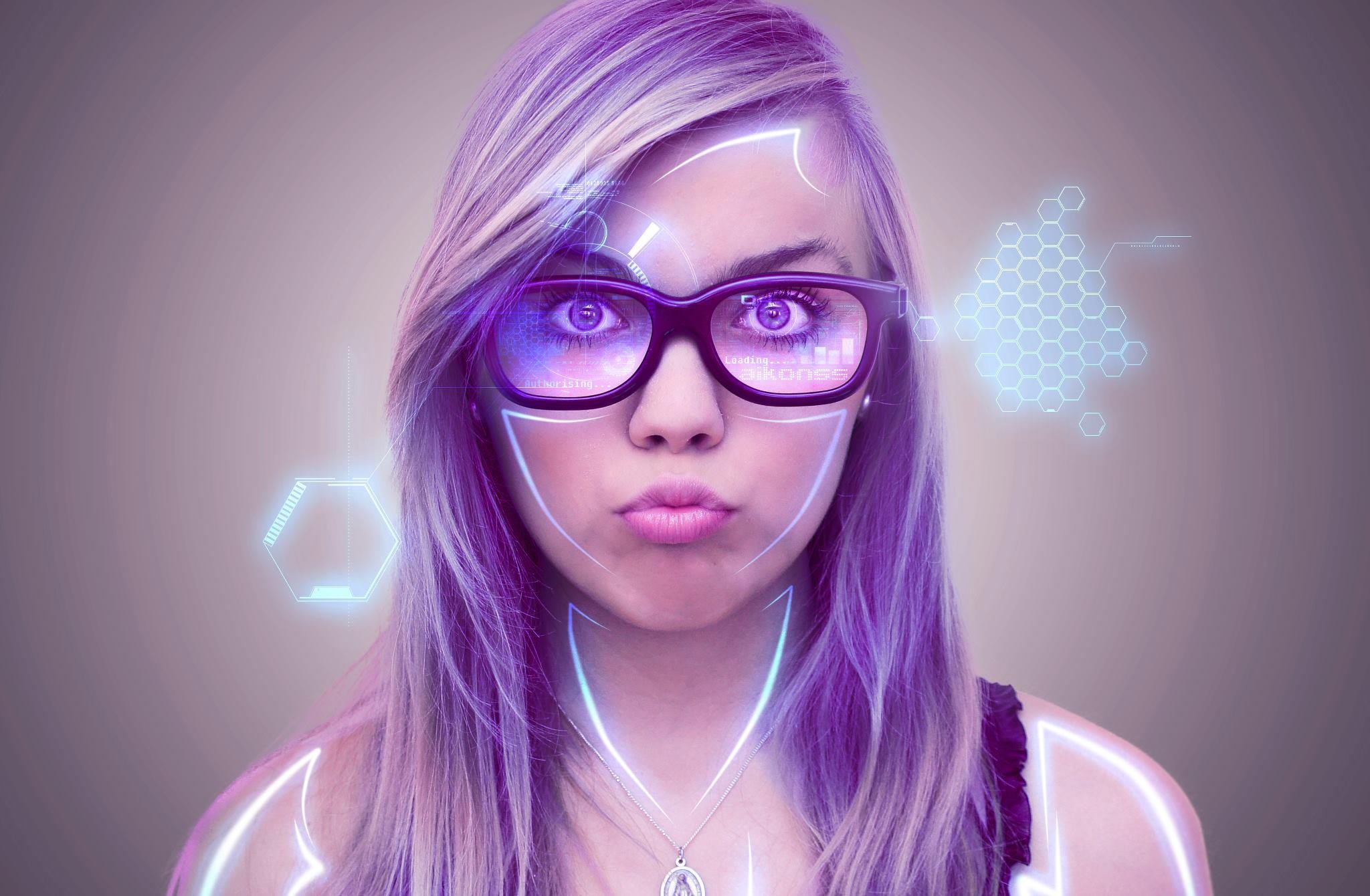technology, Augmented reality, Glasses, Women, Blonde Wallpaper