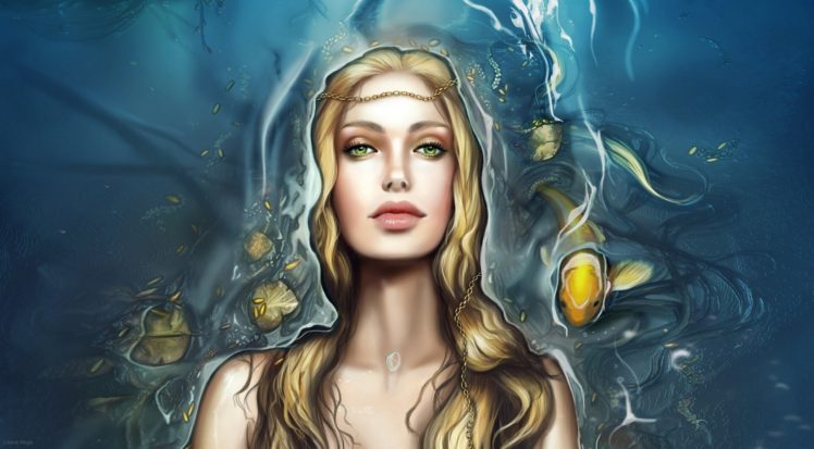 artwork, Women, Fish HD Wallpaper Desktop Background