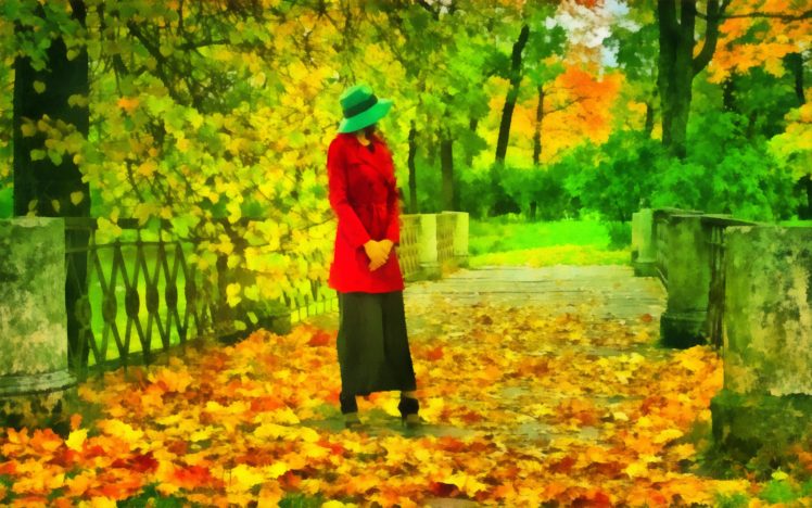 women outdoors, Women, Plants, Trees, Hat, Park, Fall, Leaves, Nature HD Wallpaper Desktop Background