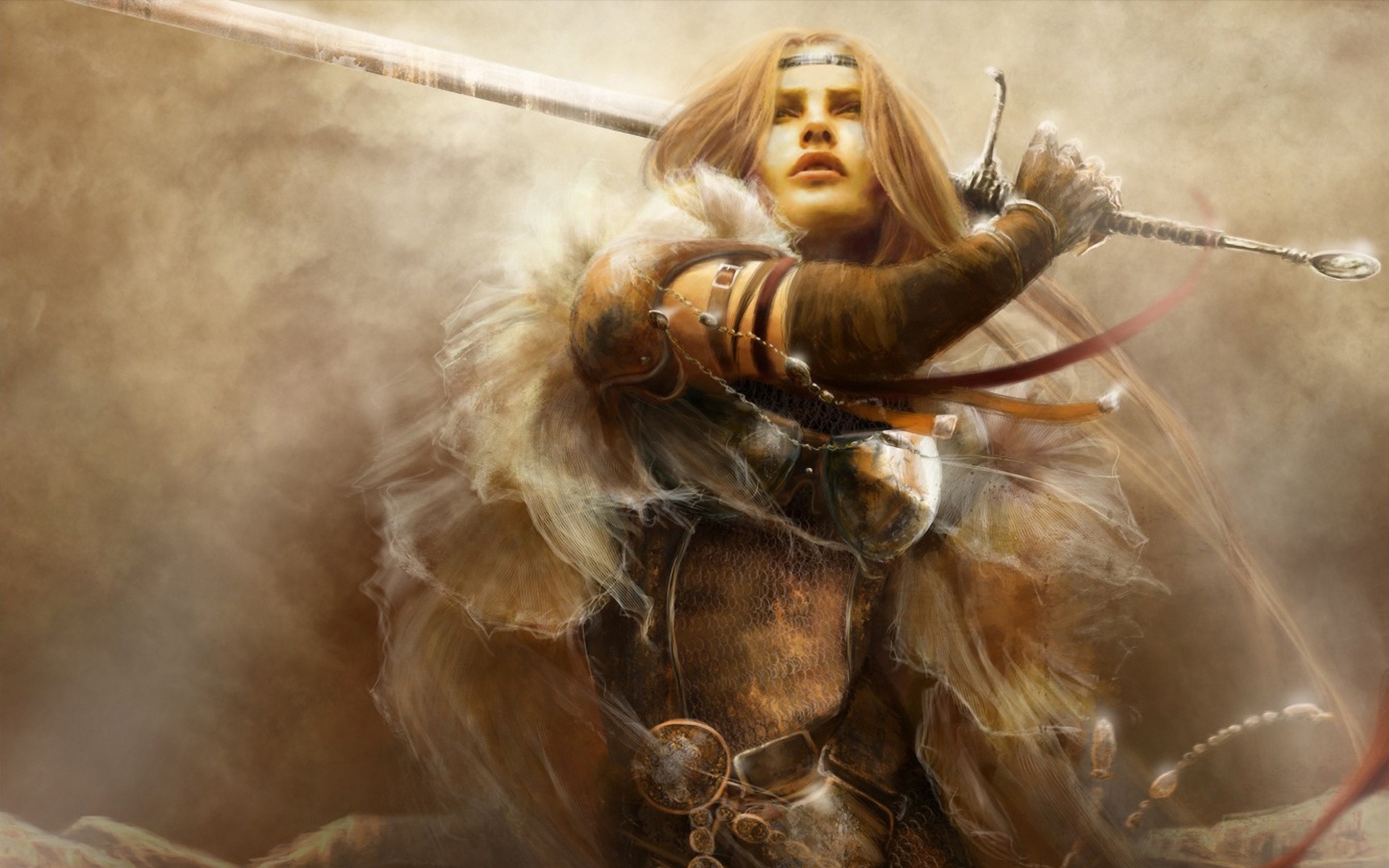 women, Sword, Artwork Wallpaper