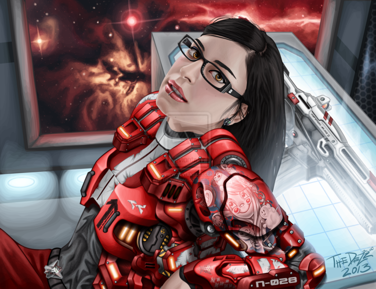 science fiction, Piercing, Pierced lip, Women with glasses, Glasses HD Wallpaper Desktop Background