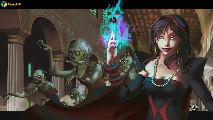 Tibia, PC gaming, RPG, Creature, Drawing, Women HD Wallpaper Desktop Background