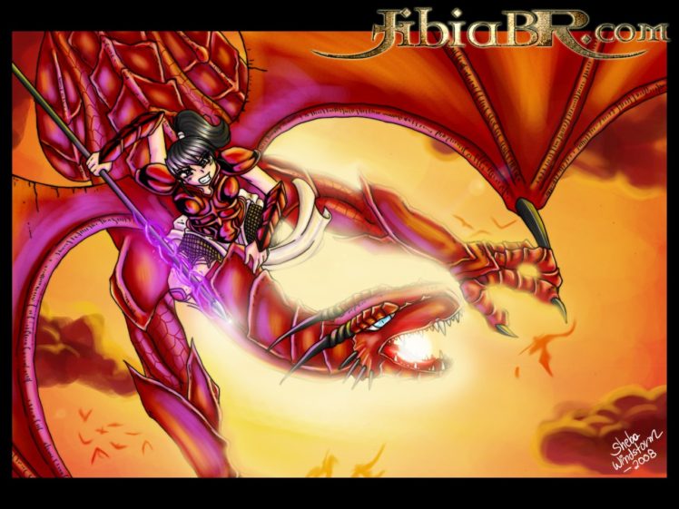 Tibia, PC gaming, RPG, Dragon, Warrior, Women HD Wallpaper Desktop Background