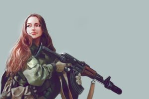 soldier, Women, Weapon, Artwork