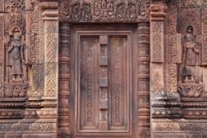 architecture, Asian architecture, Temple, Door, Cambodia, Shiva, Hinduism, Decorations, Sculpture, Statue, Stone, Women, Religion