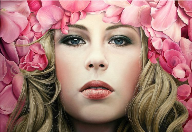 women, Petals HD Wallpaper Desktop Background
