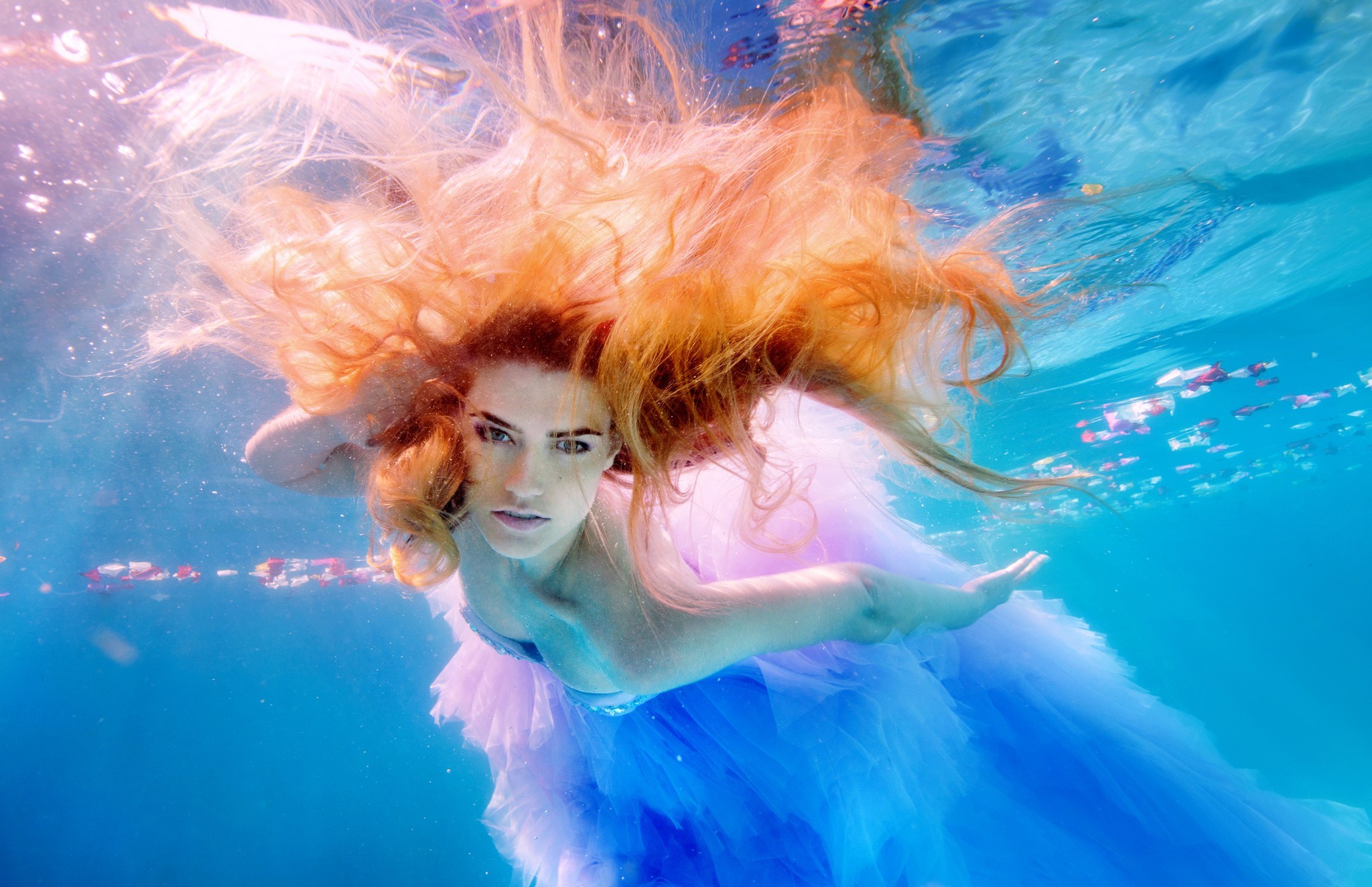 women, Underwater, Redhead Wallpaper