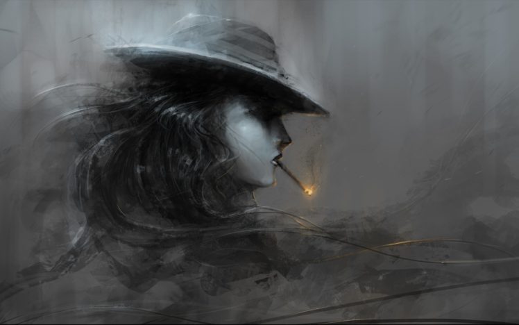 women, Smoking, Artwork HD Wallpaper Desktop Background
