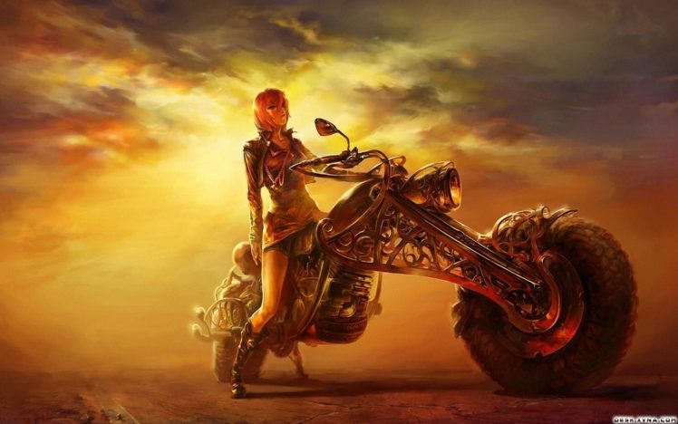 fantasy art, Vehicle, Women with bikes HD Wallpaper Desktop Background
