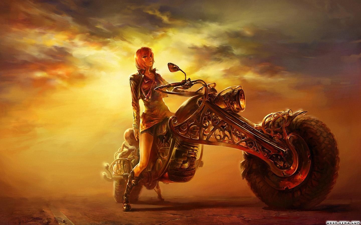 fantasy art, Vehicle, Women with bikes Wallpaper