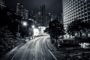 photography, Urban, City, Building, Street, Monochrome, Women, Night, Lights, City lights, Street light, Architecture, Hong Kong