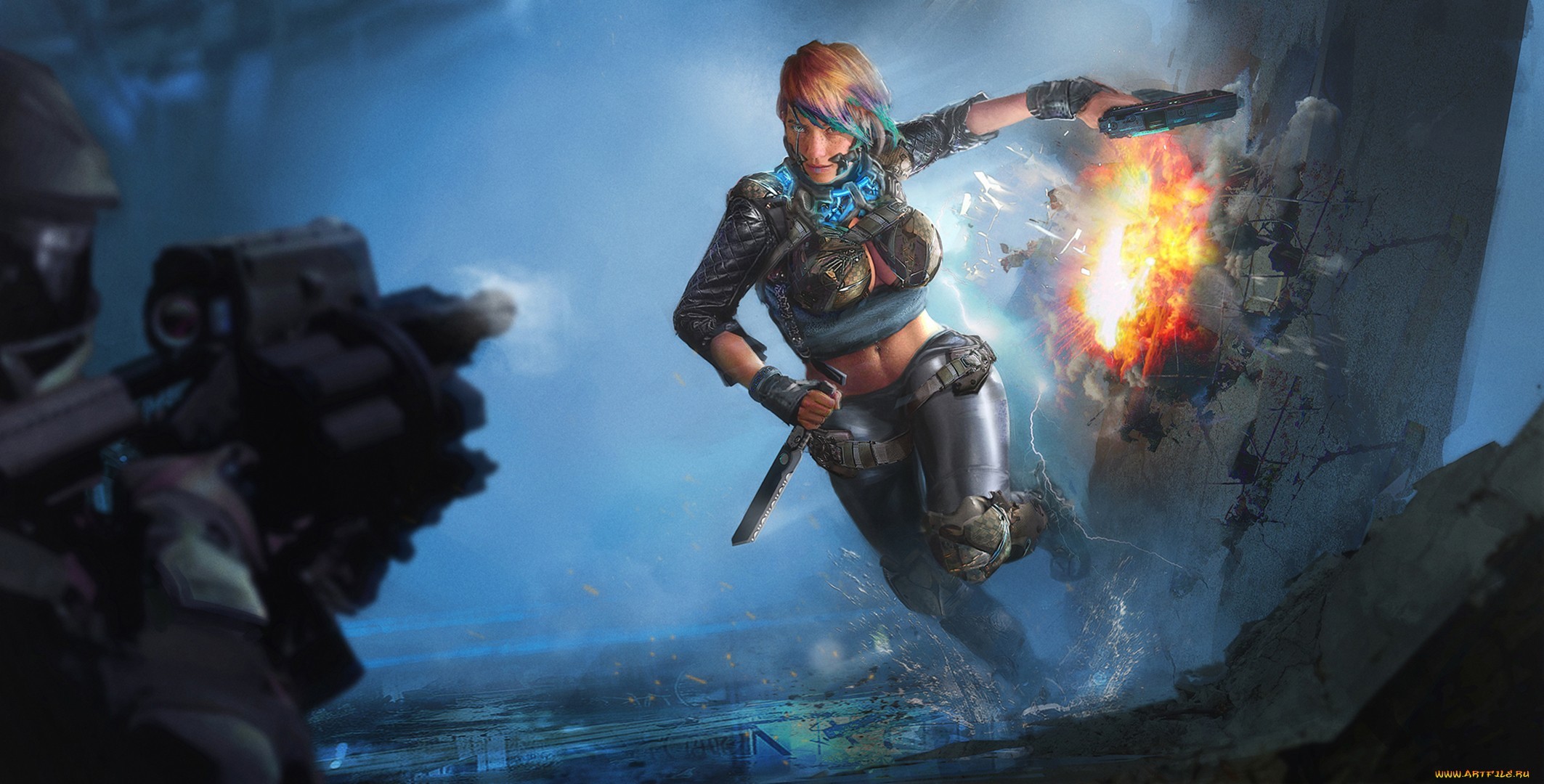 futuristic, Women, Weapon Wallpaper