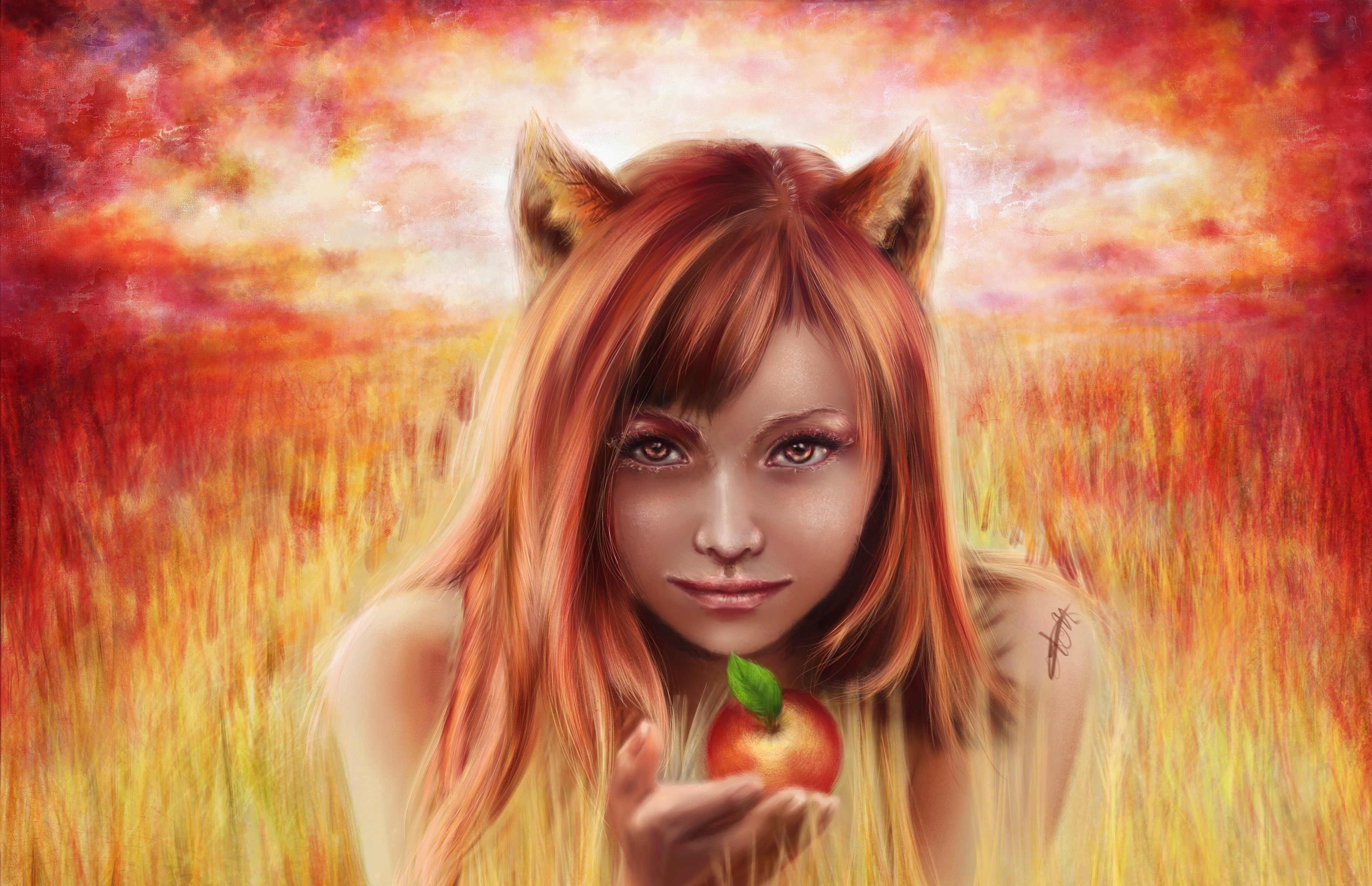 fantasy art, Apples, Women, Artwork Wallpaper