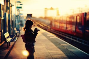 photography, Railway, Railway station, Depth of field, Sunset, Train, Women, Photographers