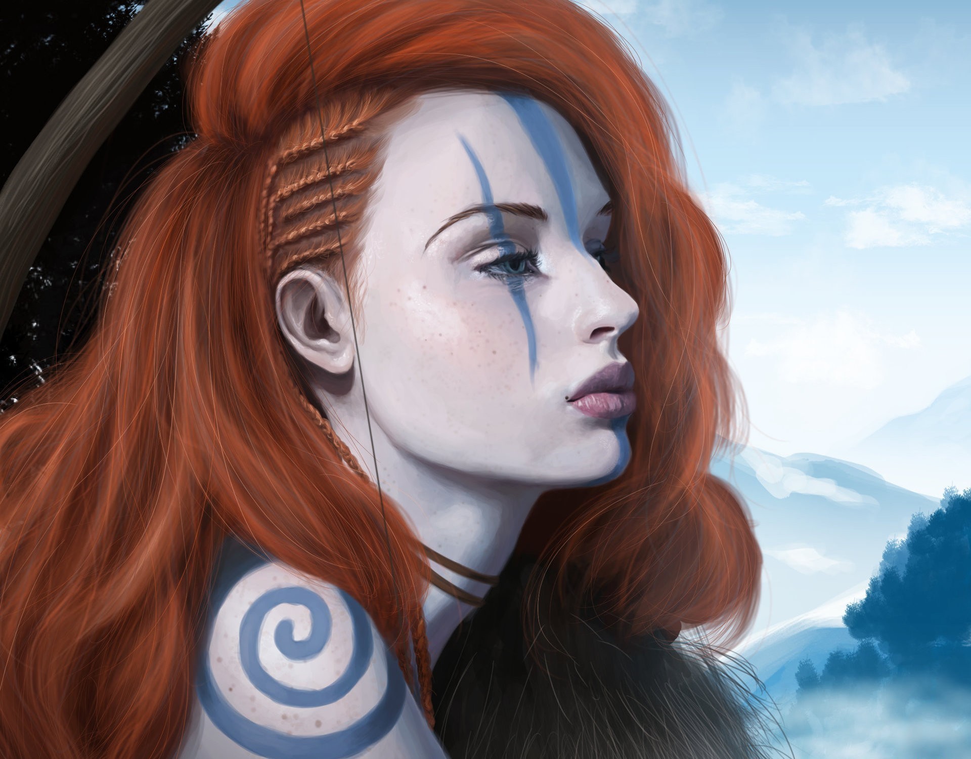 women, Redhead, Archers, Fantasy art, Artwork, Tattoo Wallpapers HD