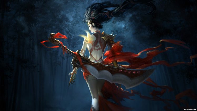 women, Warrior, Fantasy art, Sword, Red HD Wallpaper Desktop Background