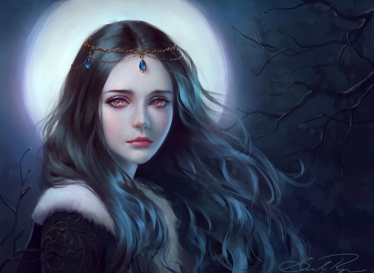 women, Moon, Fantasy art, Artwork HD Wallpaper Desktop Background