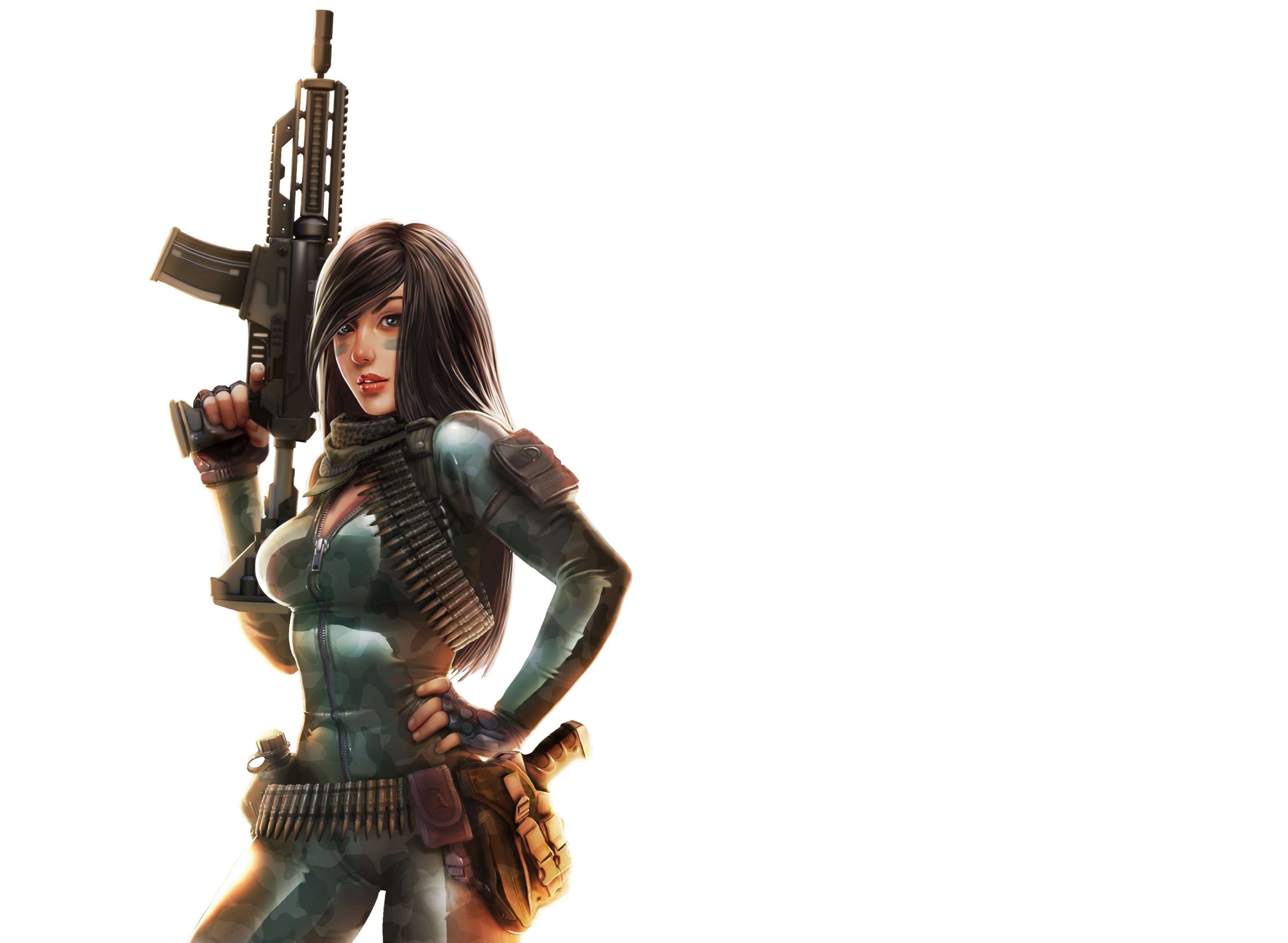 women, Gun, Weapon, Artwork Wallpaper